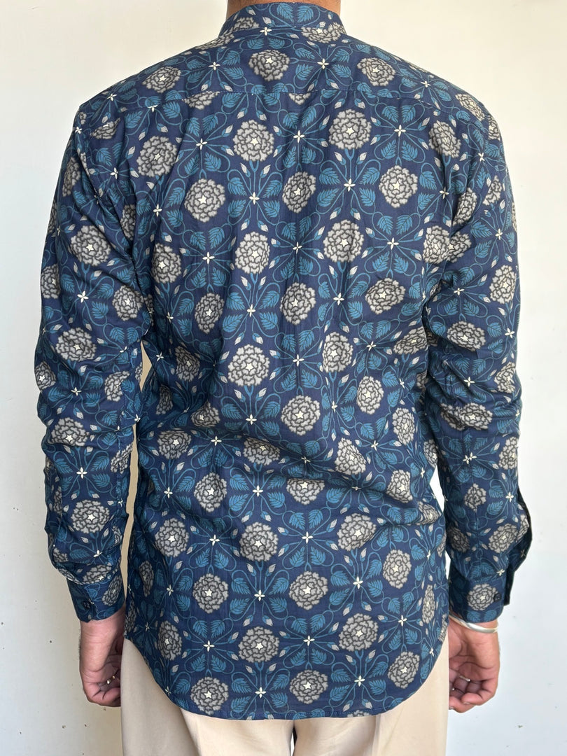 Indigo Blue Jaal Hand Block Printed Short kurta