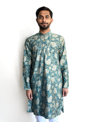 Green Paisley Hand Block Printed Kurta