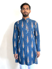 Blue Cypress Hand Block Printed Long Kurta