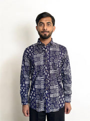 Indigo Blue Patch Print Shirt