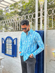 Pastel Coral Print Full Sleeve Shirt