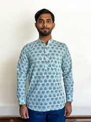Blue Buti Block Printed Short Kurta