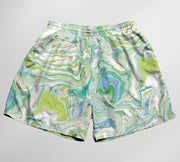 Green Marble Print Shorts