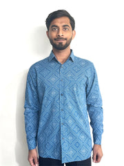 Blue Bandhni Print Shirt