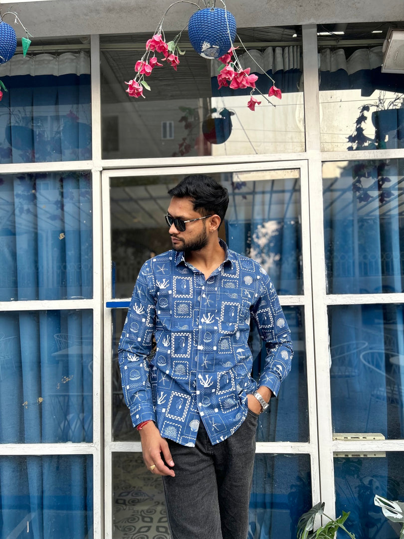 Coral Patch Print Full Sleeves Shirt