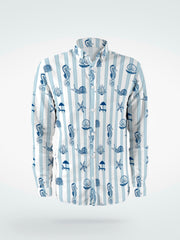 Striped Coral Primt Full Sleeve Shirt