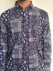 Indigo Blue Patch Print Shirt