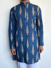 Blue Cypress Hand Block Printed Long Kurta