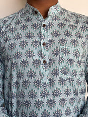 Blue Buti Block Printed Short Kurta