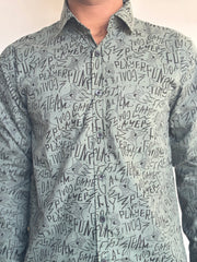 Green Text Print Shirt