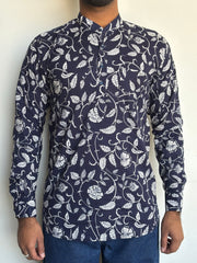 Blue Floral Jaal Short Kurta