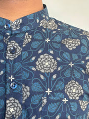 Indigo Blue Jaal Hand Block Printed Short kurta