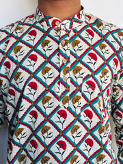 Multicolour Floral Jaal Full Sleeves Short kurta