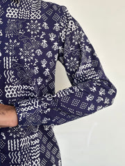 Indigo Blue Patch Print Shirt