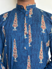 Blue Cypress Hand Block Printed Long Kurta