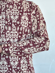 Maroon Hand Block Printed kurta