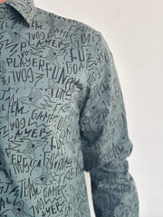 Green Text Print Shirt