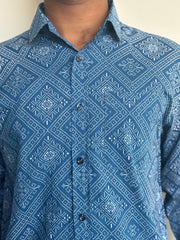 Blue Bandhni Print Shirt