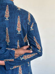 Blue Cypress Hand Block Printed Long Kurta