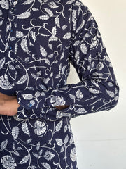 Blue Floral Jaal Short Kurta