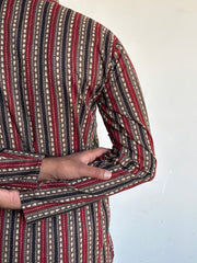 Maroon Striped Hand Block Prined Kurta
