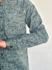 Green Text Print Shirt