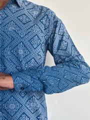Blue Bandhni Print Shirt