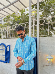 Pastel Coral Print Full Sleeve Shirt