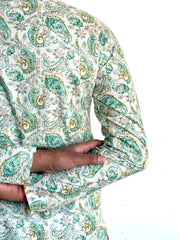 Green Floral Hand Block Printed Kurta