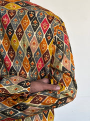 Multicolor Grid Hand Block Printed Kurta