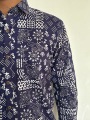 Indigo Blue Patch Print Shirt