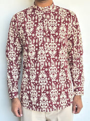 Maroon Hand Block Printed kurta