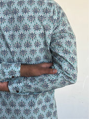 Blue Buti Block Printed Short Kurta
