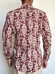 Maroon Hand Block Printed kurta