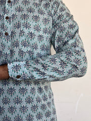 Blue Buti Block Printed Short Kurta