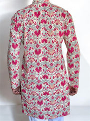 Pink Floral Hand Block Printed Long Kurta