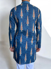 Blue Cypress Hand Block Printed Long Kurta