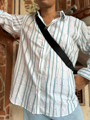 Pastel Blue Stripes Full Sleeves Shirt