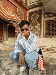 Pastel Blue Stripes Full Sleeves Shirt