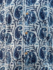 Indigo Blue Half Sleeves Block Printed Shirt